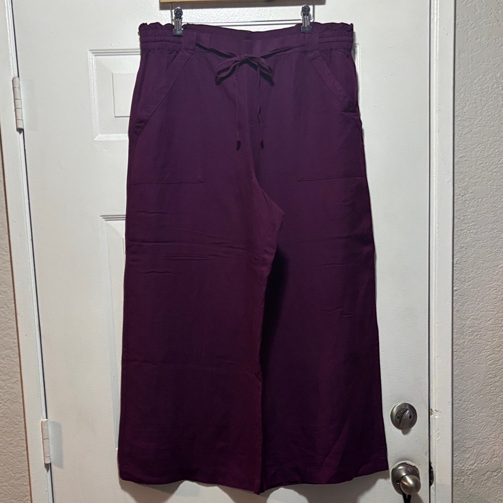 LOFT Burgundy Wide Leg Pants